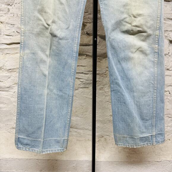 Sears Roebuck Denim Blue Jeans Light Wash Stains Distressed Faded Vintage 1970s - Picture 4 of 10